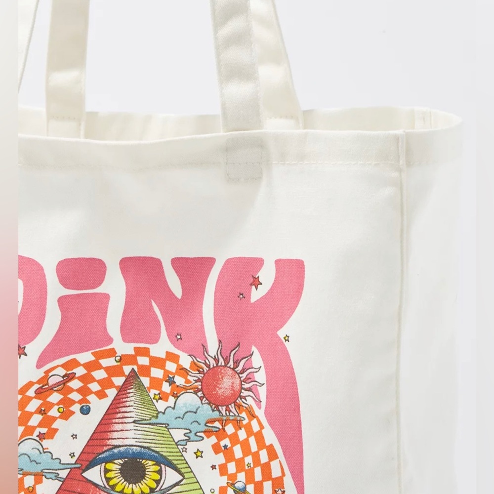 π Host Pick!! NWT Pink Floyd Canvas White Tote Bag ae American Eagle - Picture 2 of 3